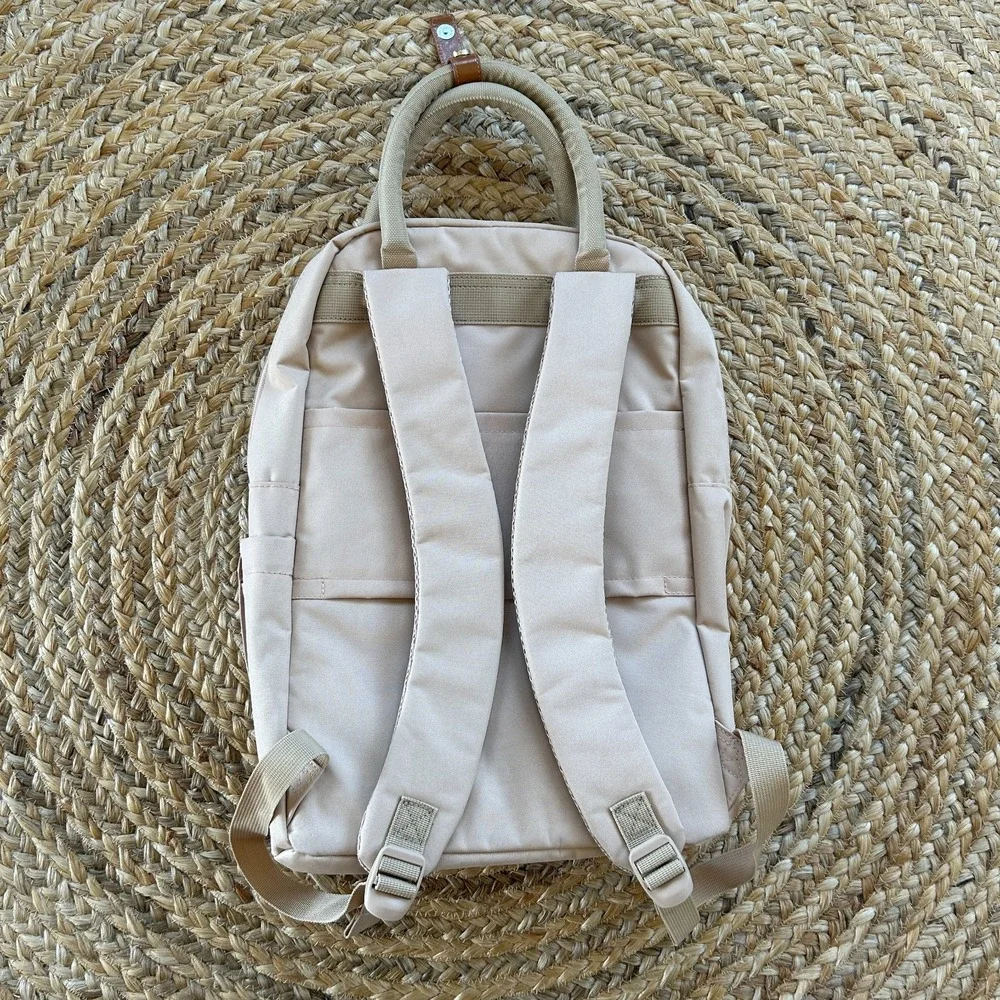 Lucky Brand Laptop Backback‎ Tan Beige Zipper Luggage Strap - Picture 4 of 7